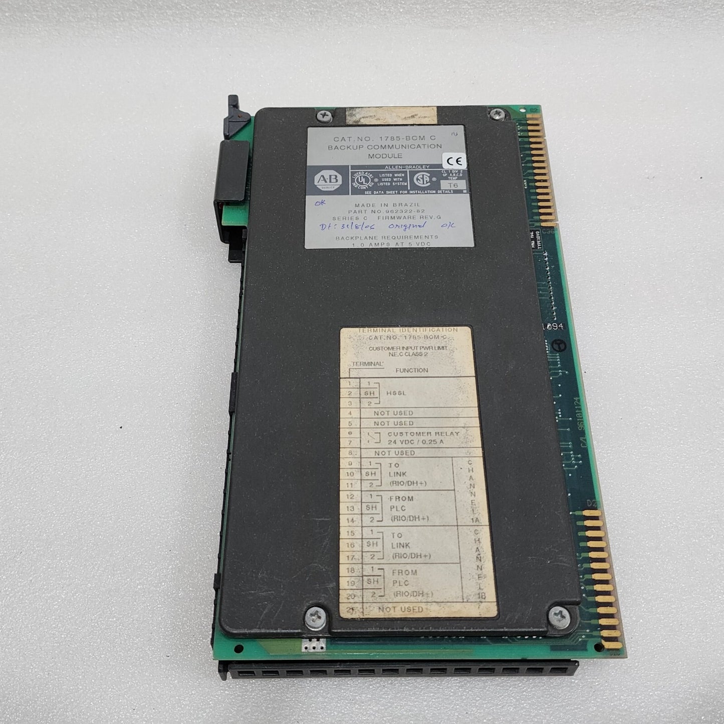 ALLEN BRADLEY CAT 1785-BCM C BACKUP COMMUNICATION MODULE