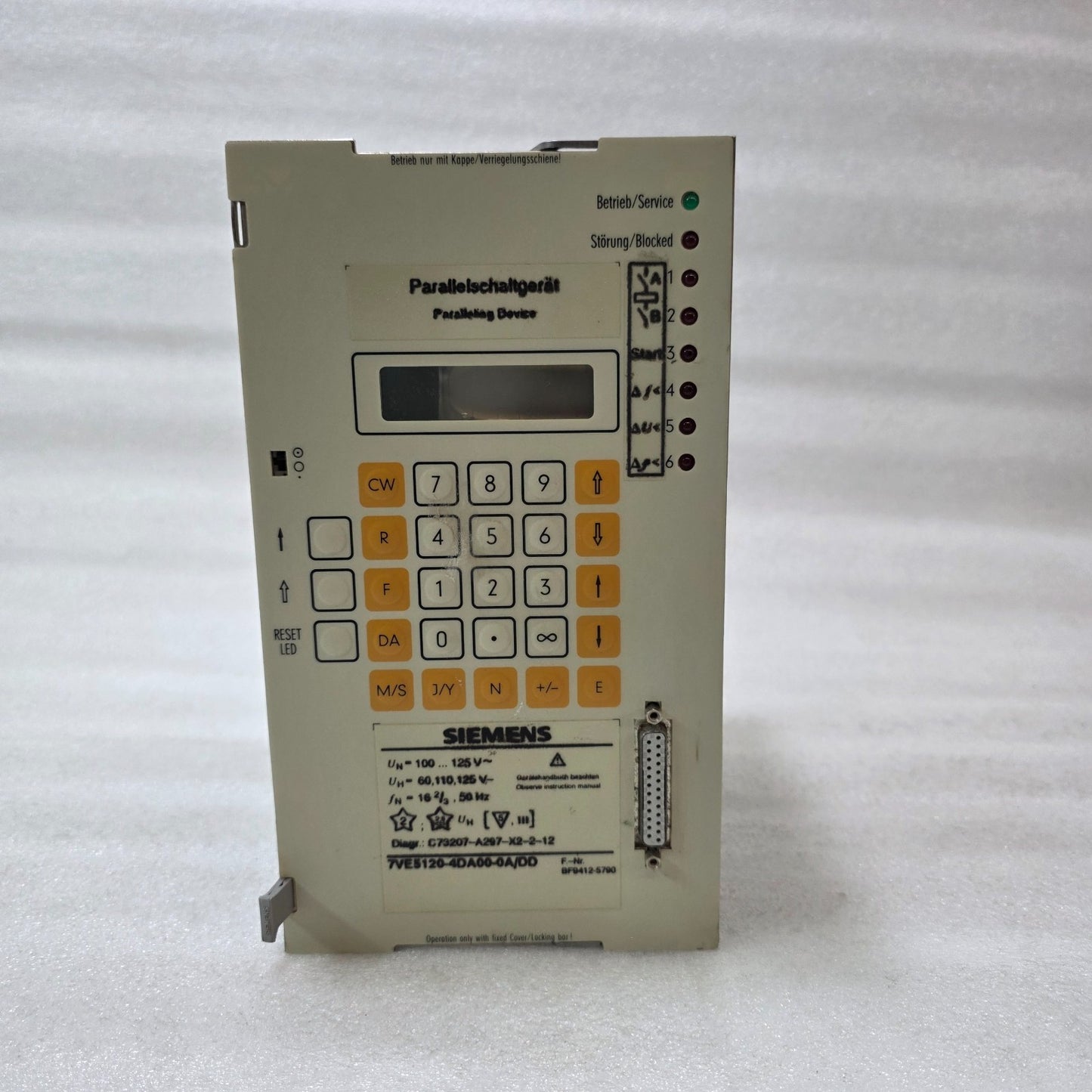 SIEMENS 7VE5120-4DA00-0A/DD PROTECTION RELAY – VOLTAGE/FREQUENCY RELAY
