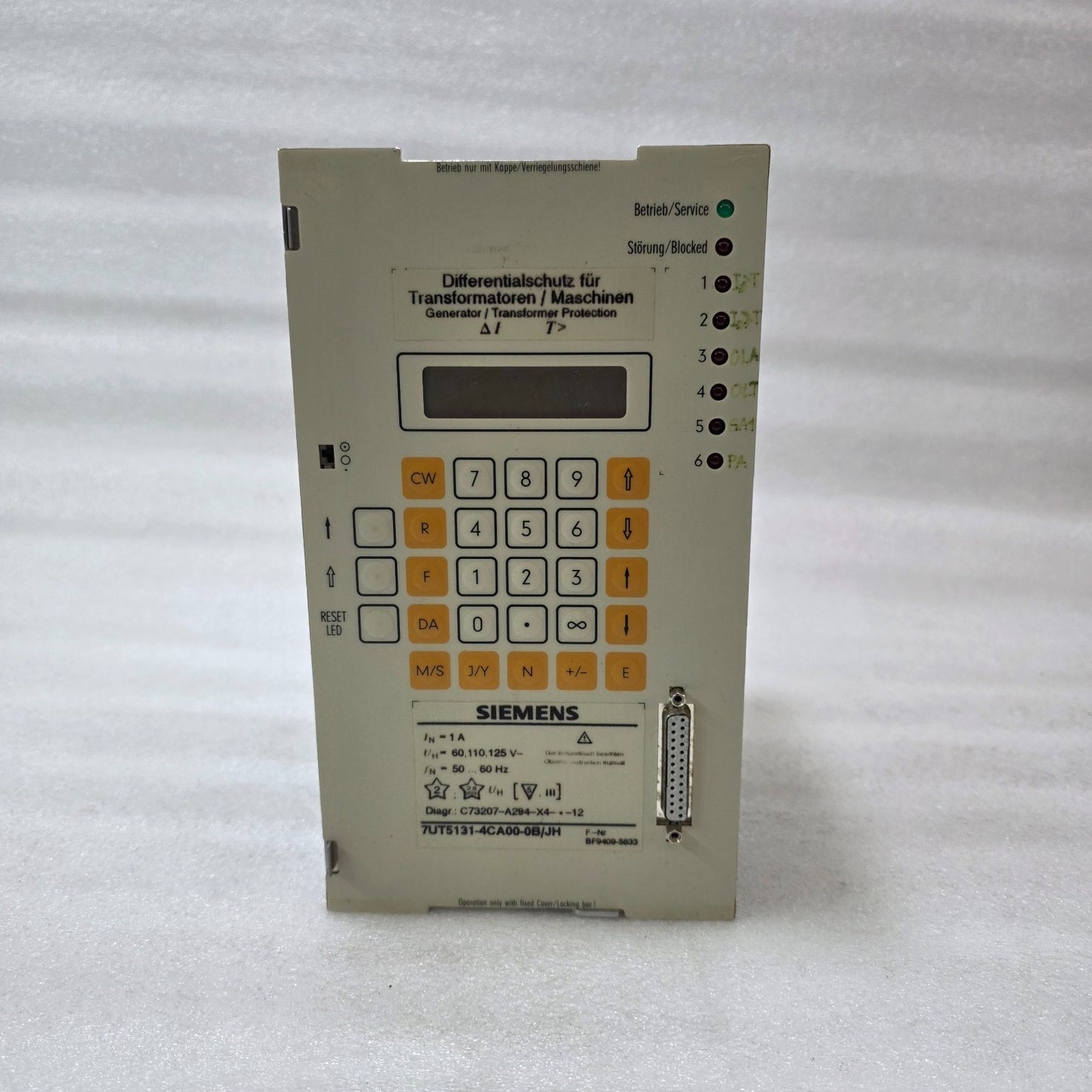 SIEMENS 7UT5131-4CA00-0B/JH TRANSFORMER DIFFERENTIAL PROTECTION RELAY – 1A
