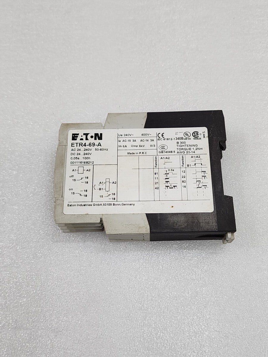 EATON ETR4-69-A MULTIFUNCTION ELECTRONIC TIMING RELAY 24-240VAC-DC