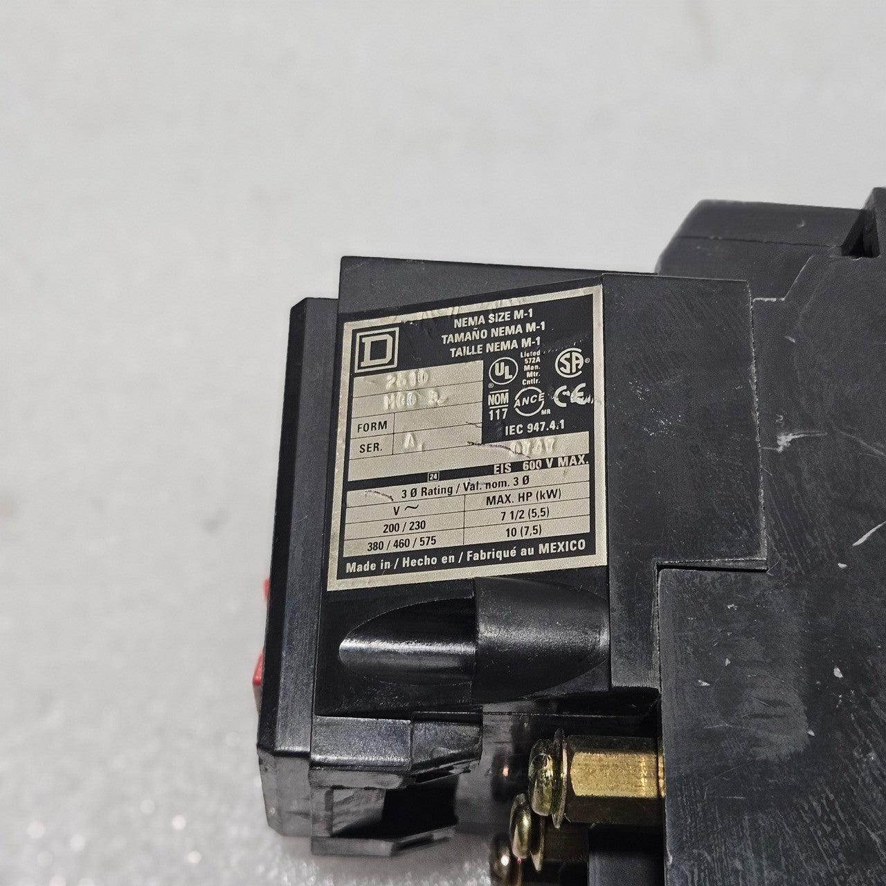 SQUARE D 2510-MCO-3 MANUAL MOTOR STARTER NEMA SIZE M-1 600V 3-PHASE INDUSTRIAL C