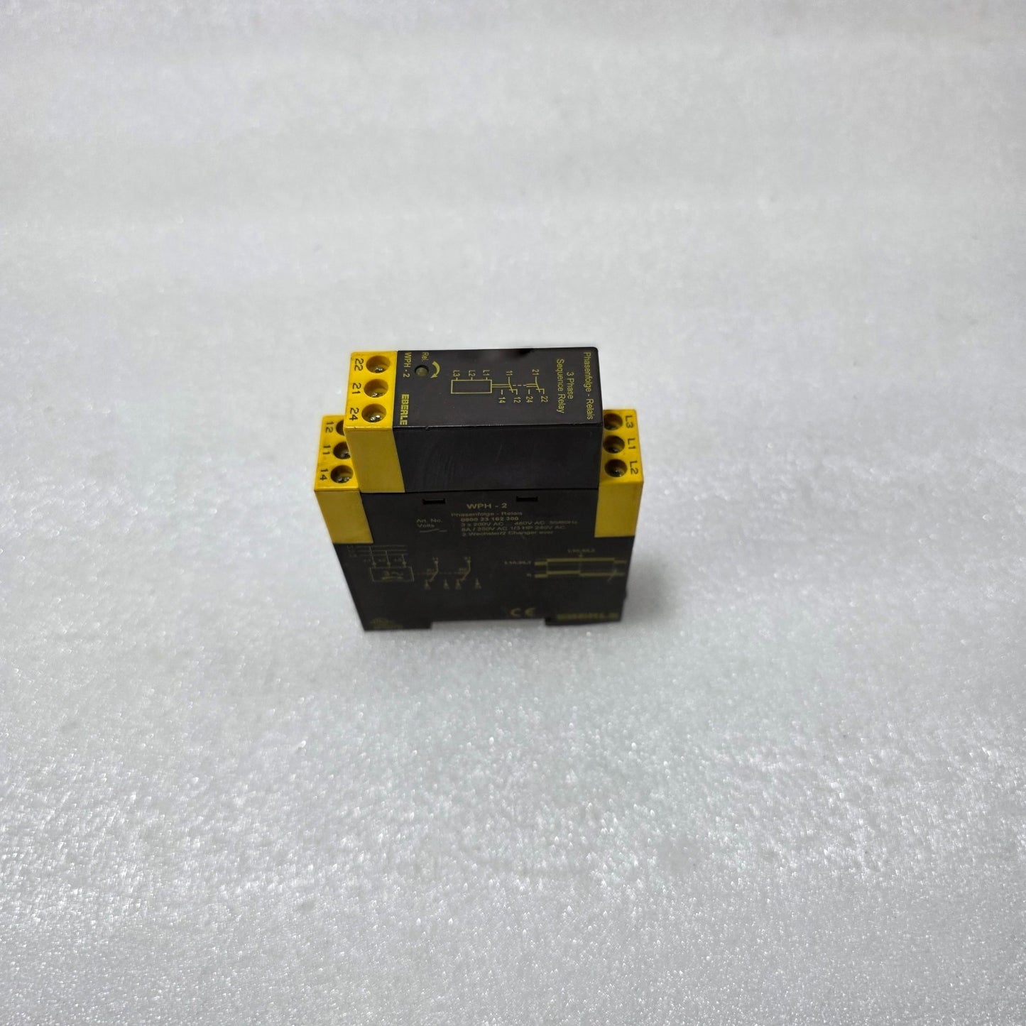 EBERLE WPH-2 PHASE SEQUENCE RELAY, 3×200–460V AC, 2 CHANGEOVER CONTACTS
