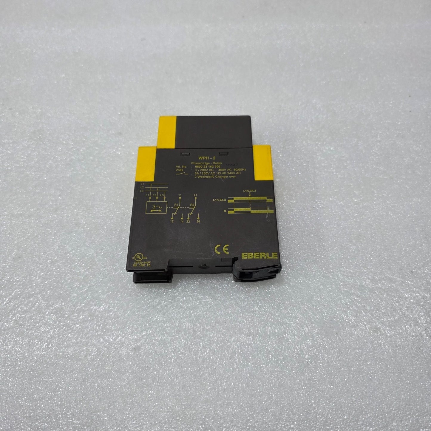 EBERLE WPH-2 PHASE SEQUENCE RELAY, 3×200–460V AC, 2 CHANGEOVER CONTACTS