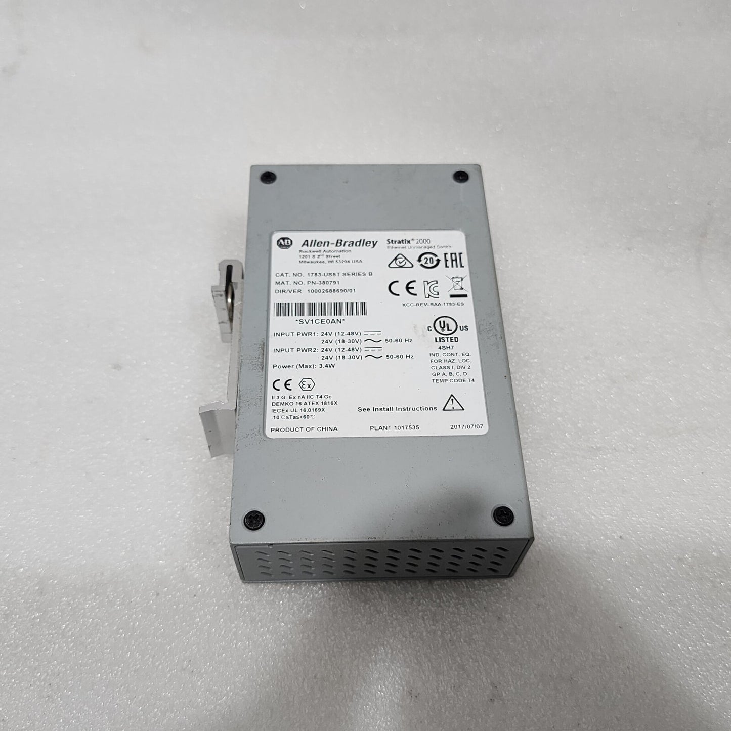 ALLEN BRADLEY STRATIX 2000 CAT 1783-US5T UNMANAGED ETHERNET SWITCH 380791