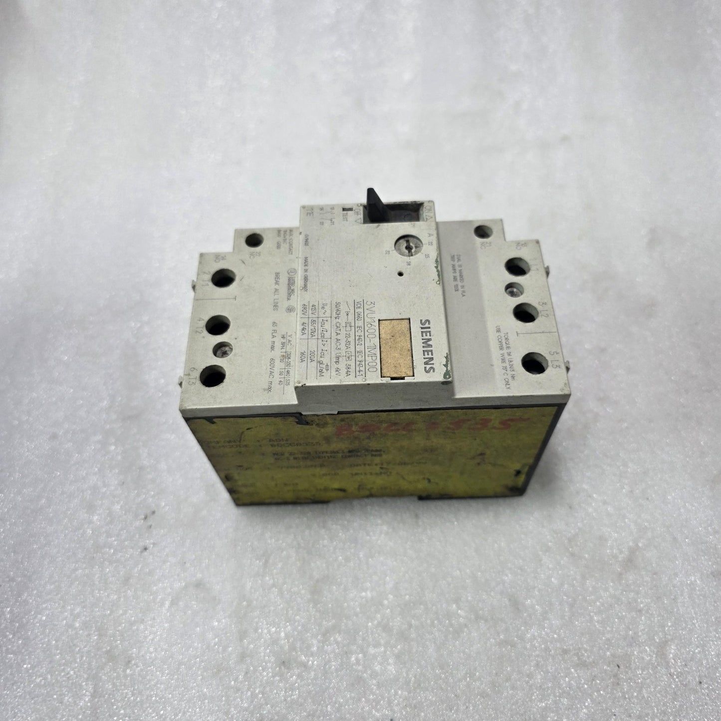 SIEMENS 3VU1600-1MP00 MOTOR PROTECTION CIRCUIT BREAKER 16A 690V 3 POLE MPCB OVER