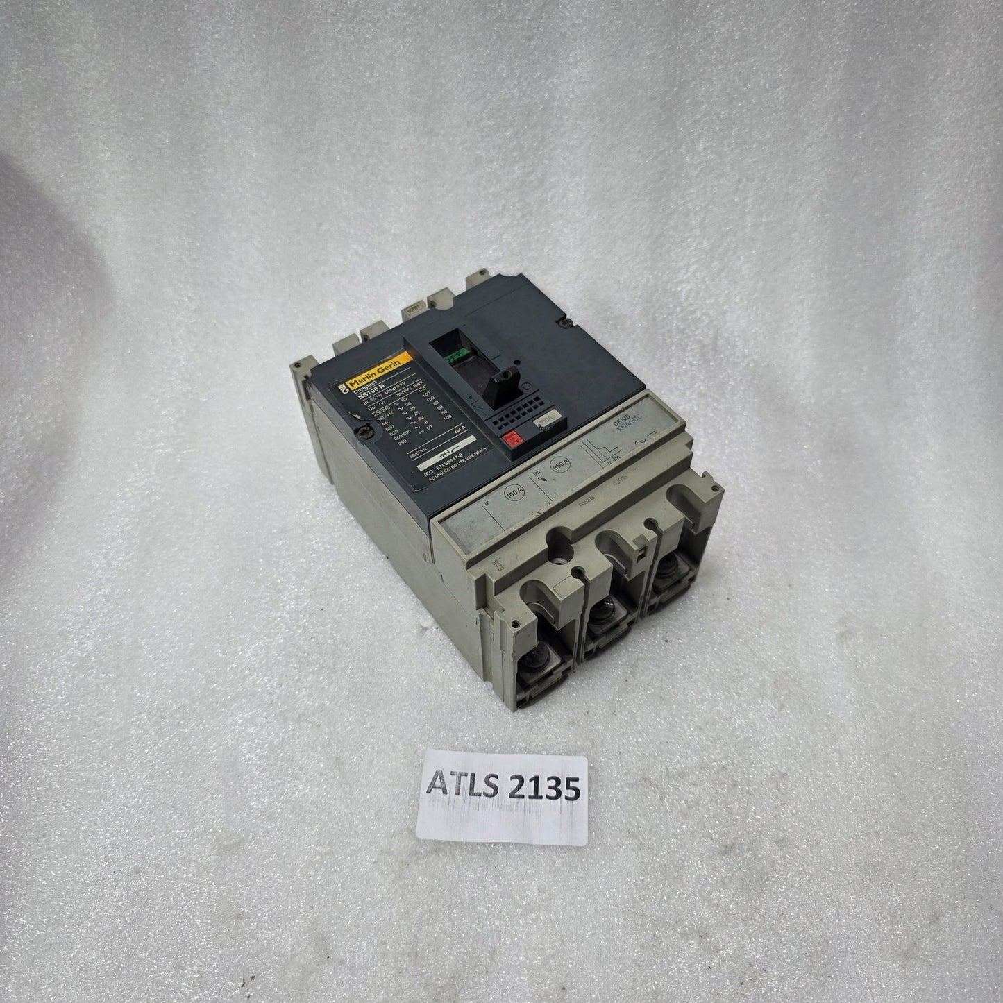 MERLIN GERIN COMPACT NS100N MCCB, 100A, 3-POLE, 690V AC, THERMAL-MAGNETIC (DE100