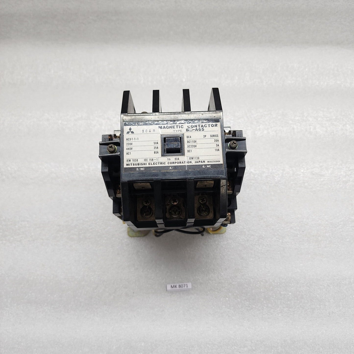 MITSUBISHI BD-A65 3-POLE MAGNETIC CONTACTOR 80A COIL VOLTAGE 24V