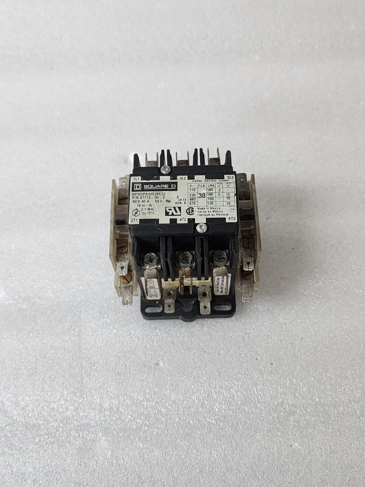 SQUARE D 87713-30-2 CONTACTOR 30A 8910DPA33S28X22 COIL VOLTAGE 110-120V