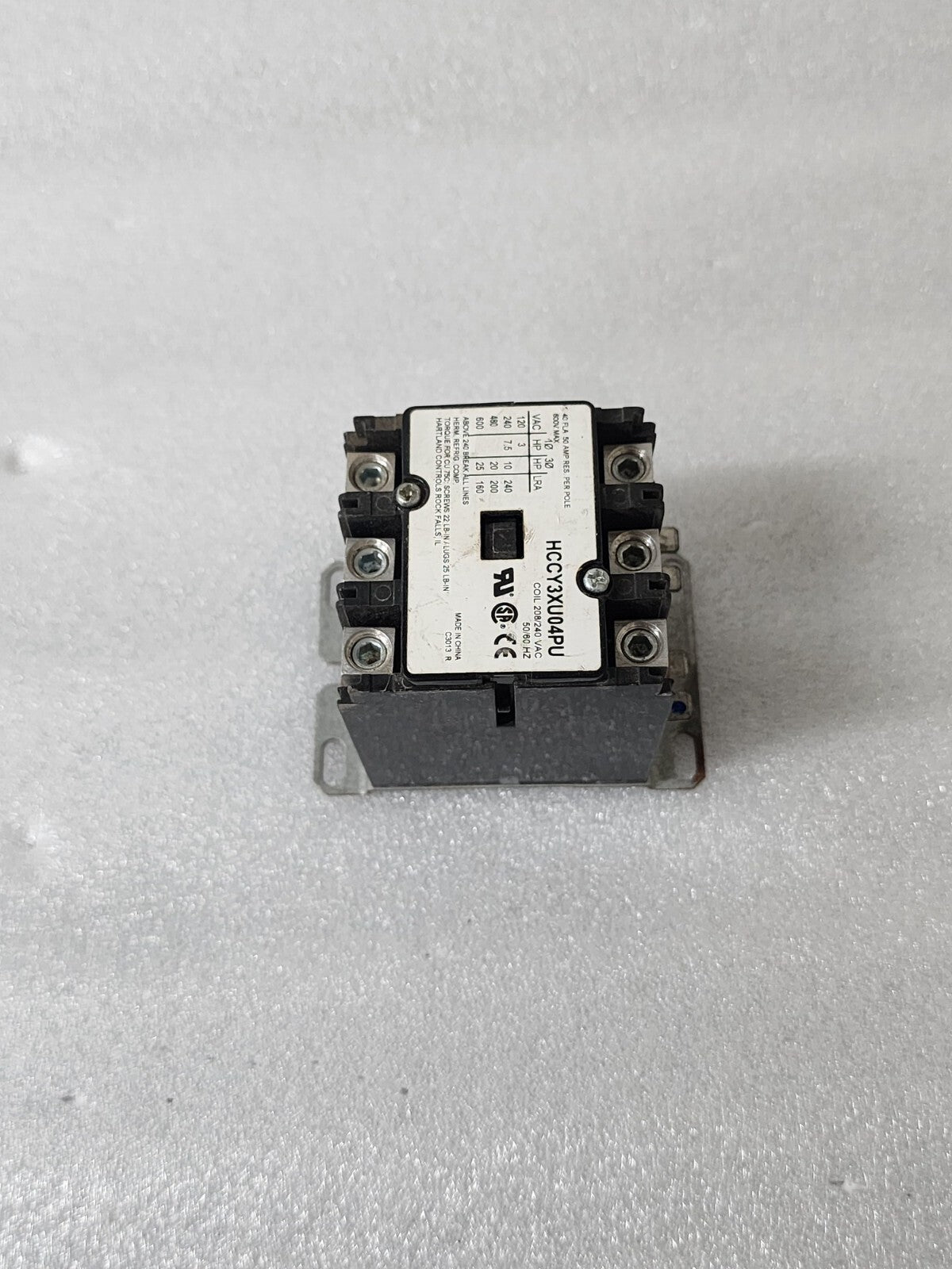 HARTLAND CONTROLS HCCY3XU04PU 3-POLE CONTACTOR 50A COIL VOLTAGE 208/240V
