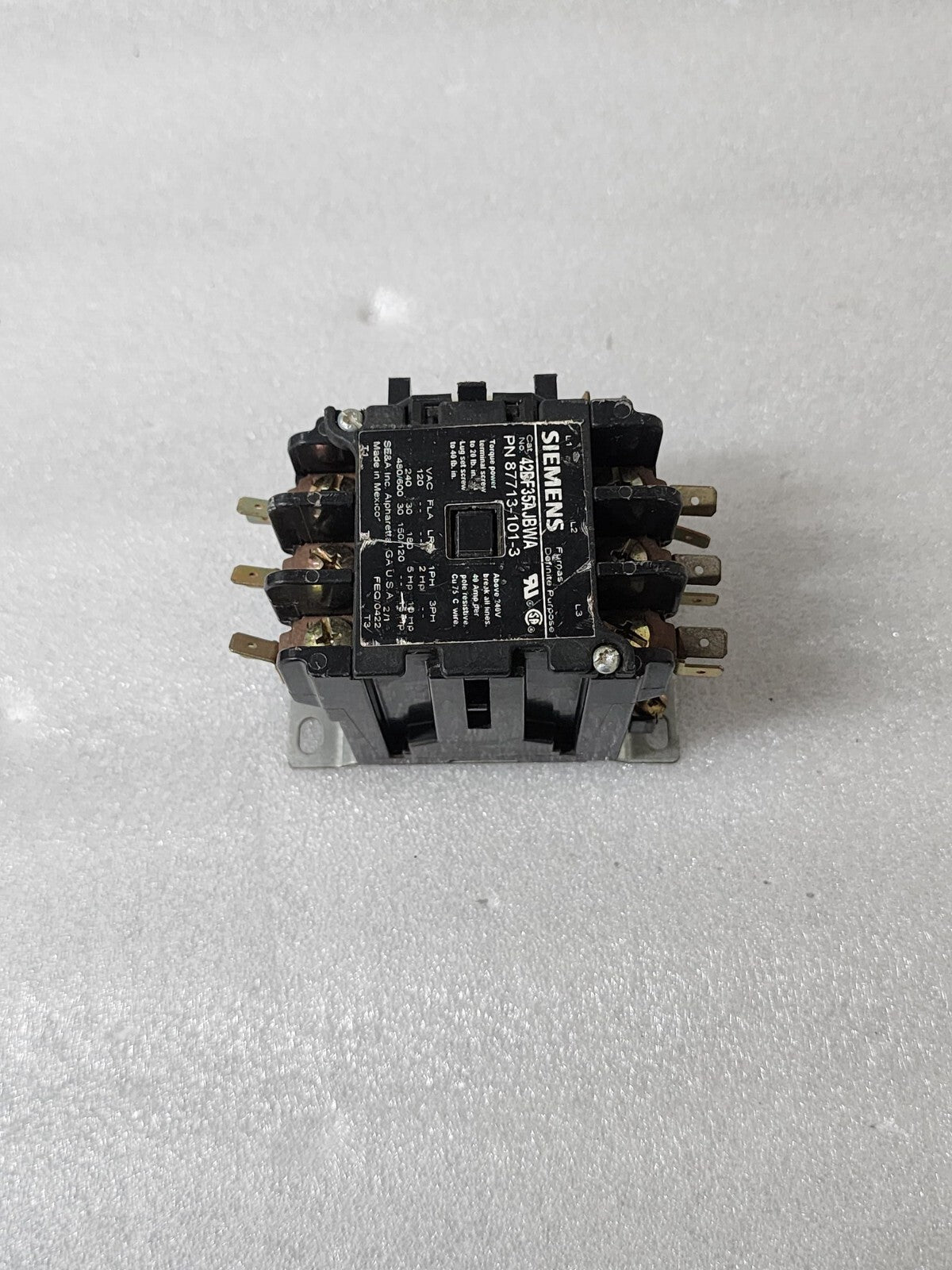 SIEMENS 42BF35AJBWA DEFINITE PURPOSE CONTACTOR 87713-101-3 COIL VOLTAGE 24V