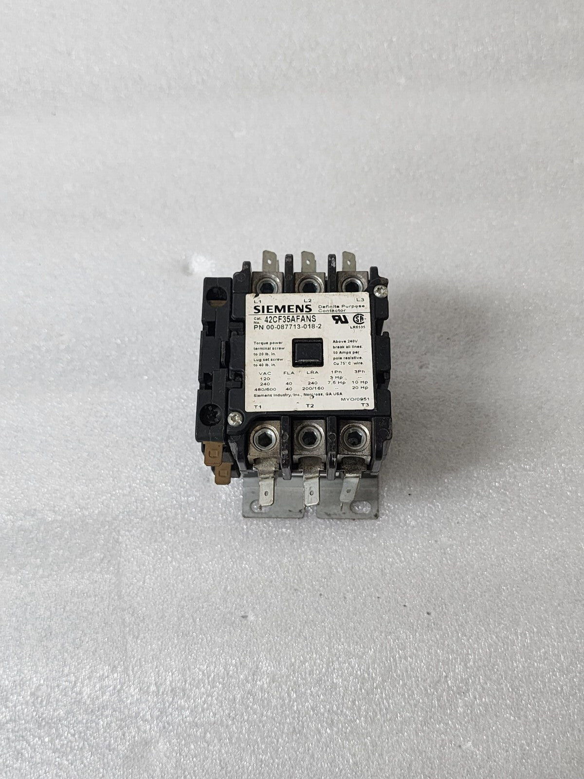 SIEMENS 42CF35AFANS MAGNETIC CONTACTOR 00-087713-018-2 COIL VOLTAGE 110-120V