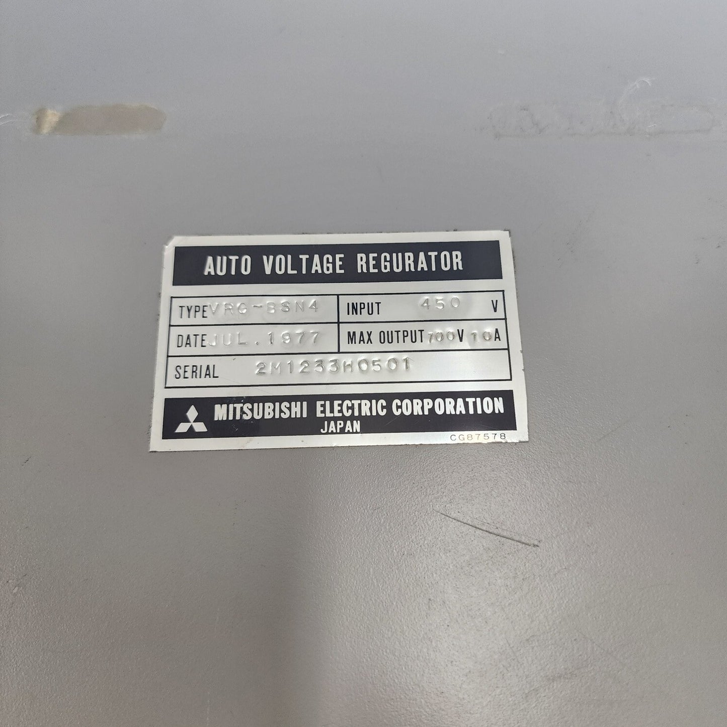 MITSUBISHI ELECTRIC VRG-BSN4 AUTO VOLTAGE REGULATOR