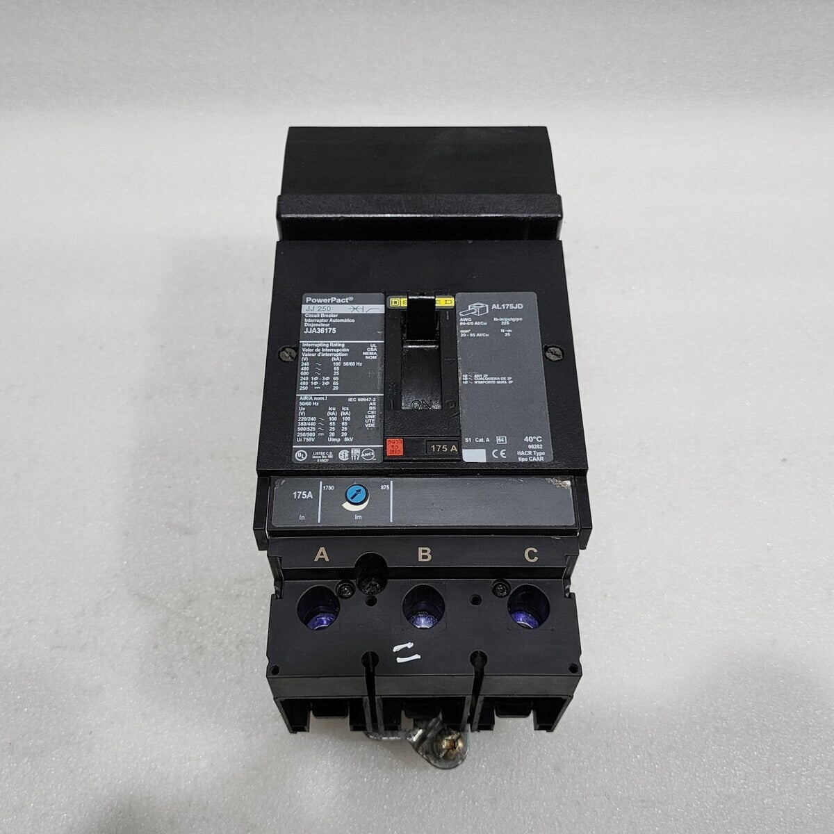 SQUARE D JJ 250 CIRCUIT BREAKER 175A JJA36175