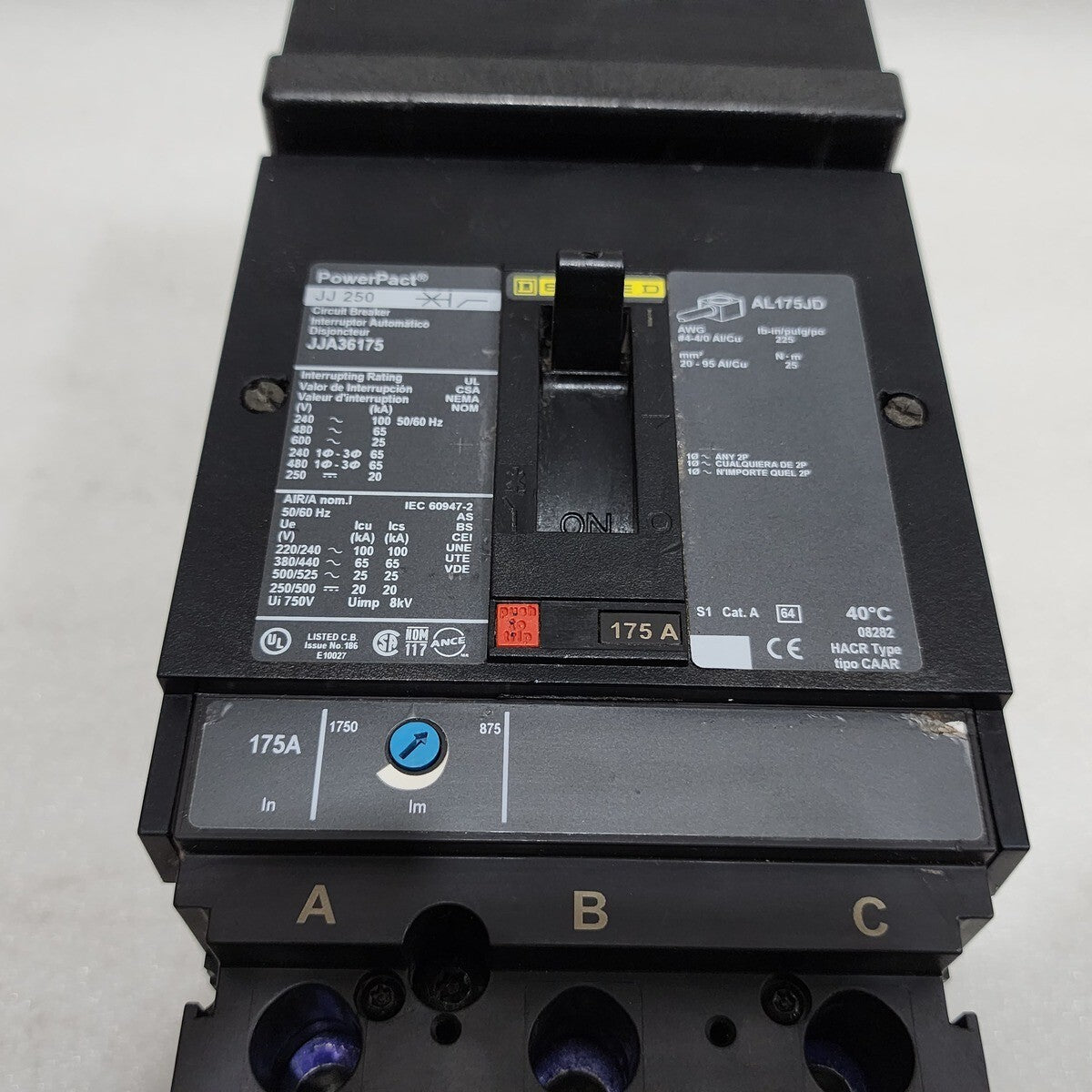 SQUARE D JJ 250 CIRCUIT BREAKER 175A JJA36175
