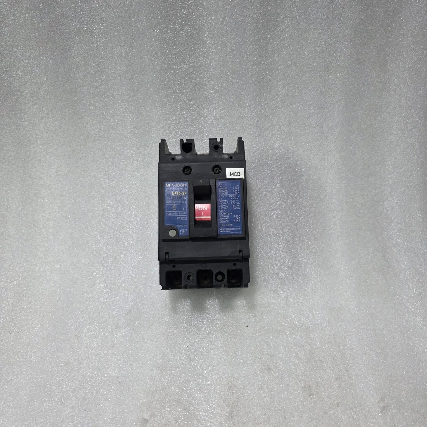 MITSUBISHI NF30-SP NO-FUSE BREAKER 5A 3 POLE | AC 600V | 5KA INTERRUPT CAPACITY