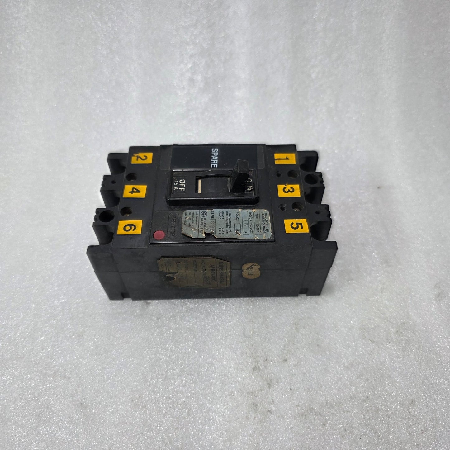 TERASAKI TO-30D MOLDED CASE CIRCUIT BREAKER 15A 3 POLE MCCB 500V AC / 250V DC