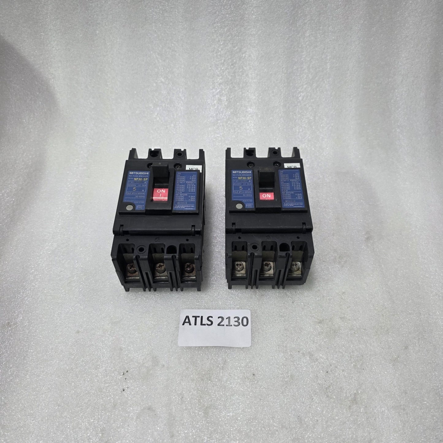 MITSUBISHI NF30-SP NO-FUSE BREAKER 5A 3 POLE | AC 600V | 5KA INTERRUPT CAPACITY