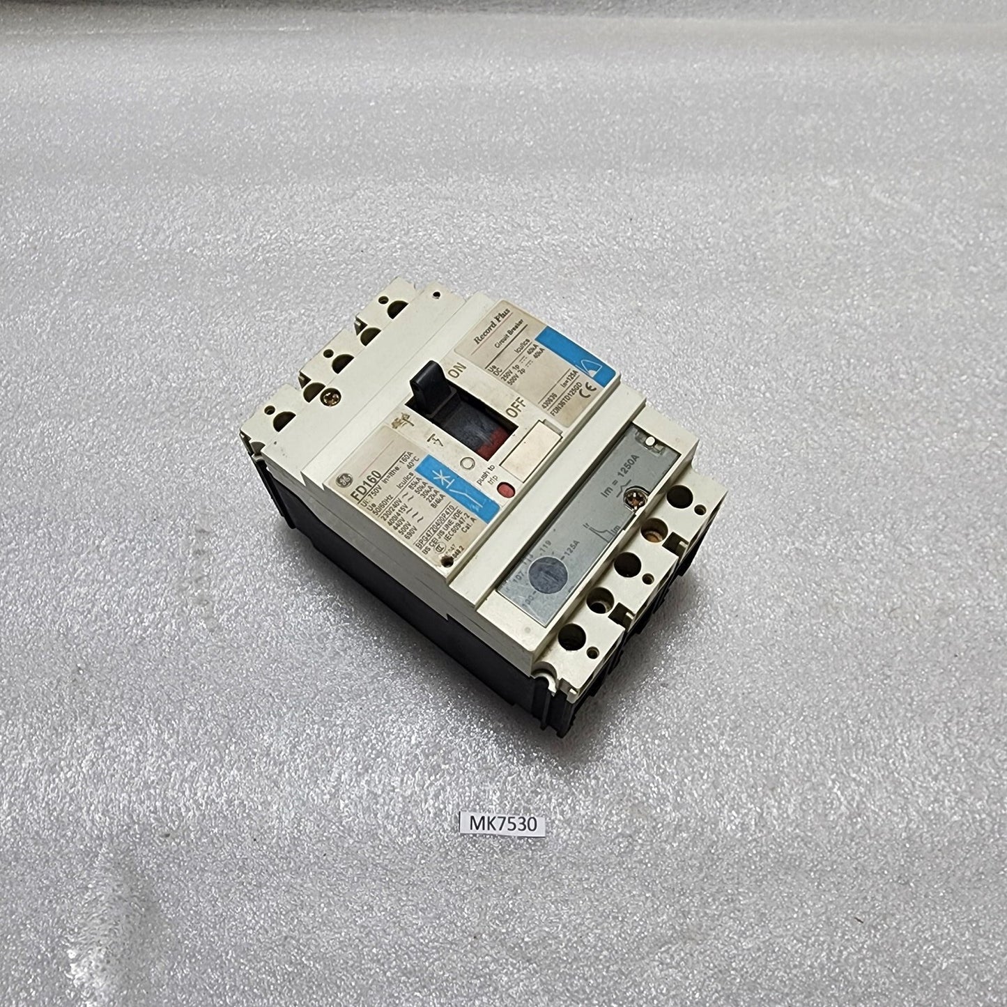 GENERAL ELECTRIC FD160 CIRCUIT BREAKER 160A 430636 RELAY 1250A FDN36TD125GD
