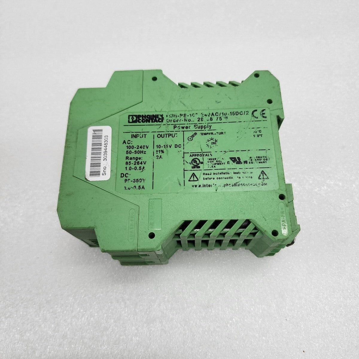 PHOENIX CONTACT MINI-PS-100-240VAC/10-15DC/2 POWER SUPPLY 2938756 10-15VDC 2A