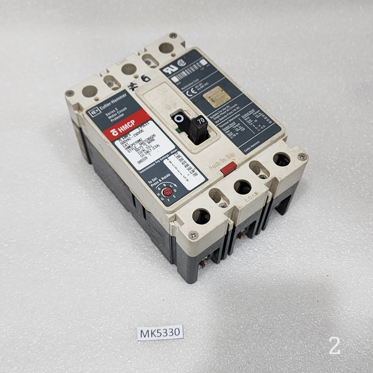 EATON CUTLER HAMMER HMCP070M2 3-POLE CIRCUIT BREAKER 70A