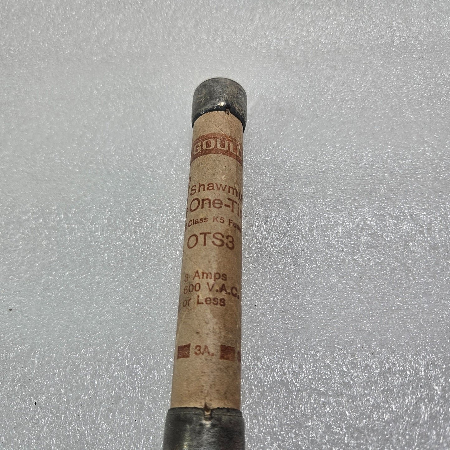 GOULD SHAWMUT OTS3 ONE-TIME CLASS K5 CARTRIDGE FUSE 3A 600VAC INDUSTRIAL FUSE