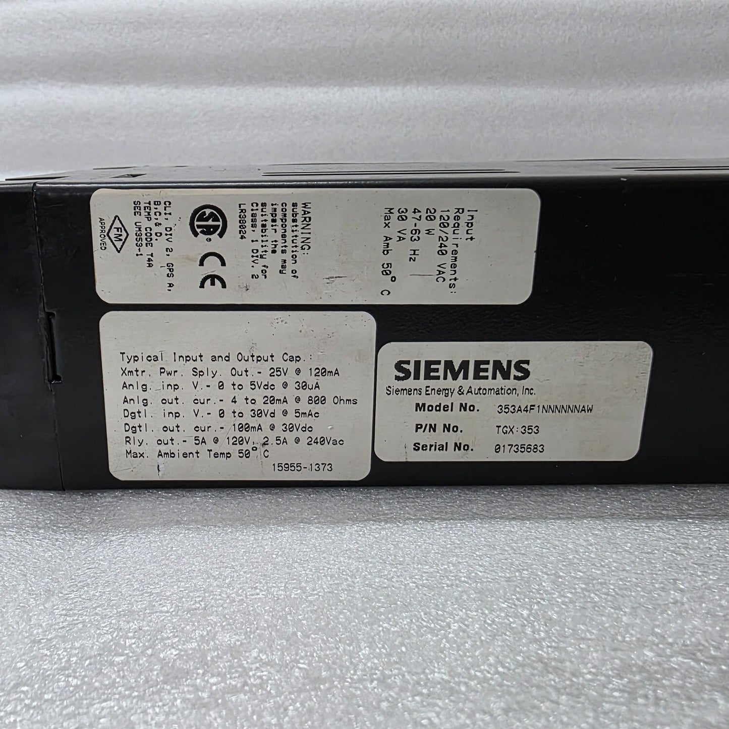 SIEMENS 353A4F1NNNNNNAW DCS MODULE AUTOMATION CONTROLLER TGX 353