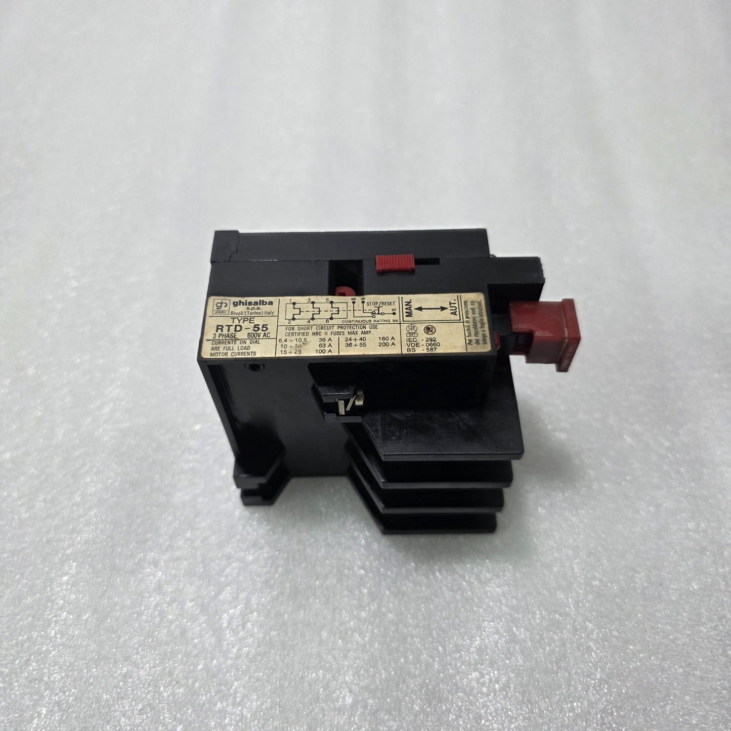 GHISALBA RTD-55 MOTOR PROTECTION RELAY 3 PHASE | 4-6.6 A | ADJUSTABLE OVERLOAD P
