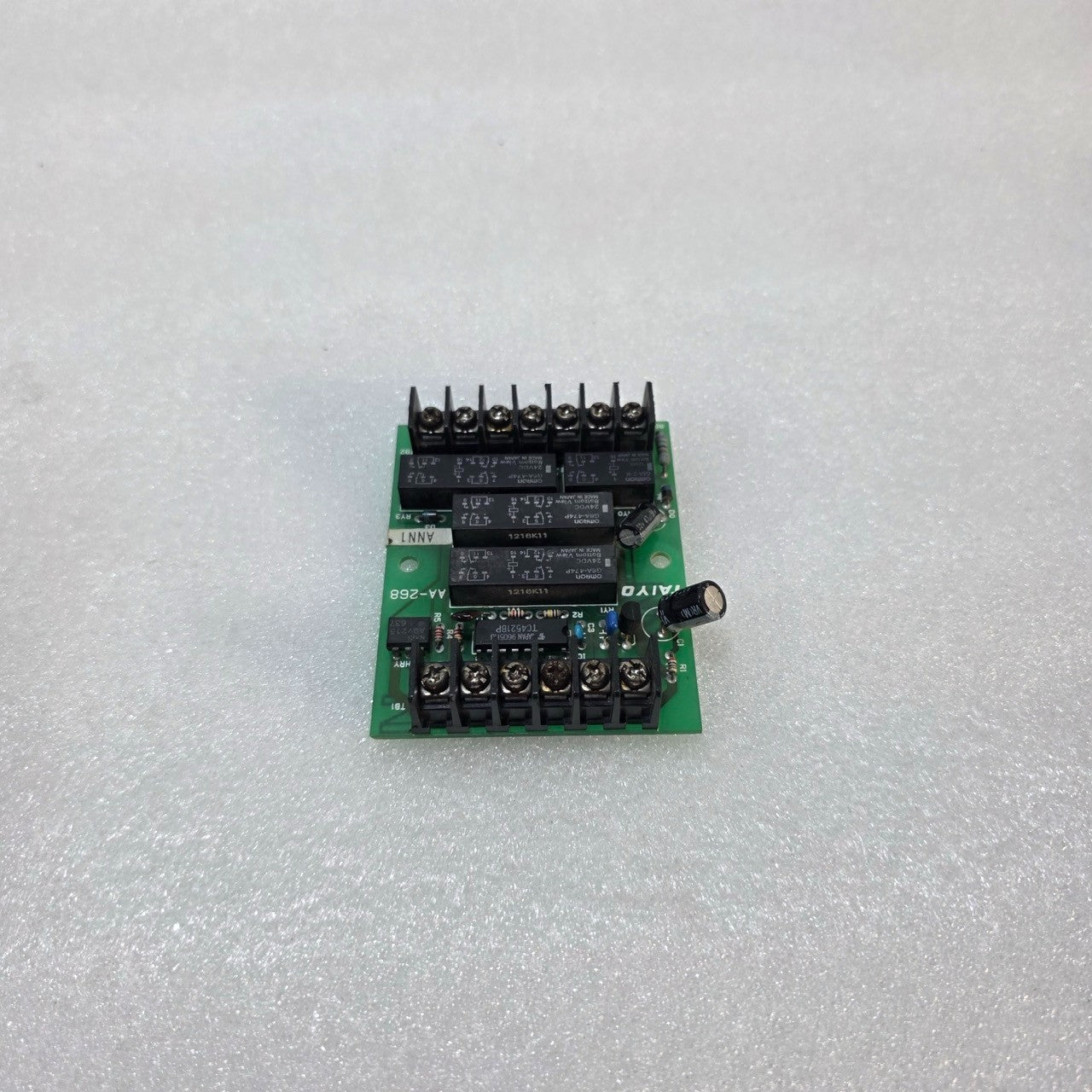 TAIYO AA-268 PCB ASSEMBLY WITH OMRON G6A-474P 24VDC SIGNAL RELAYS (MADE IN JAPAN