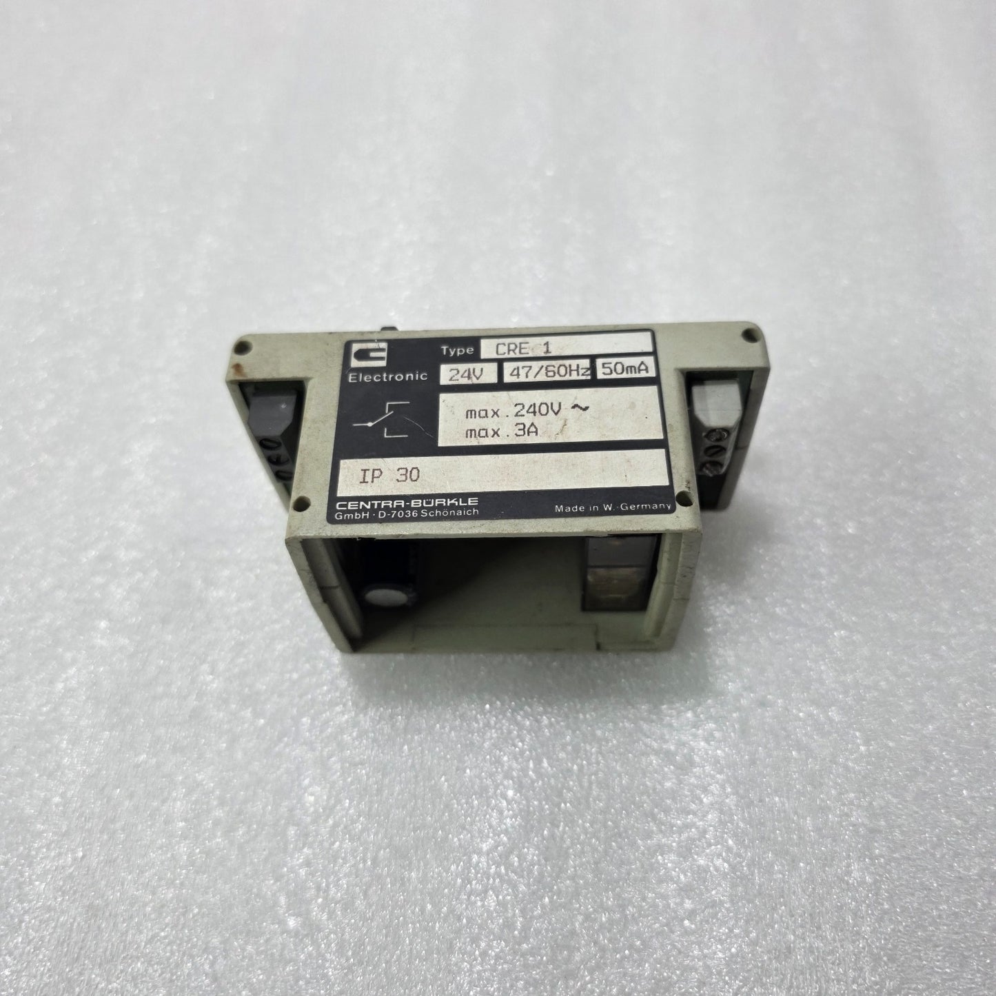 CENTRA-BÜRKLE CRE1 ELECTRONIC RELAY 24V AC 50MA CONTROL RELAY IP30 GERMANY