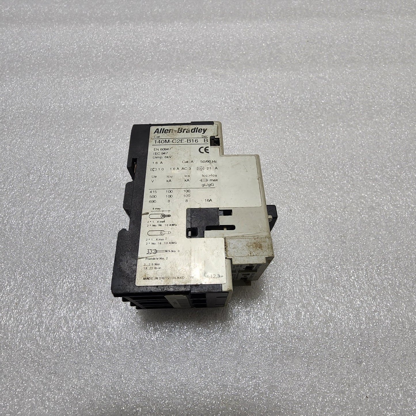 ALLEN BRADLEY CAT 140M-C2E-B16 SER B MOTOR CIRCUIT BREAKER