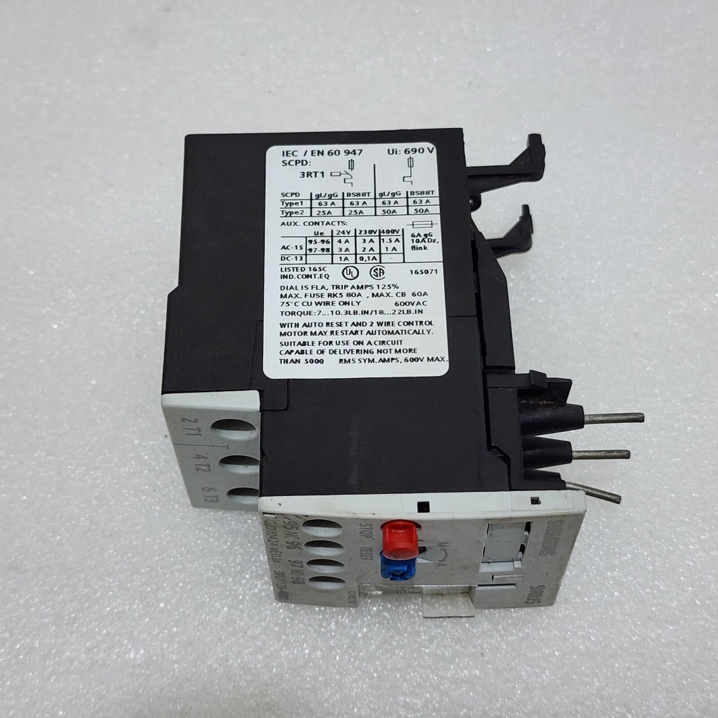 SIEMENS SIRIUS 3RU1126-4BB0 THERMAL OVERLOAD RELAY 14-20A