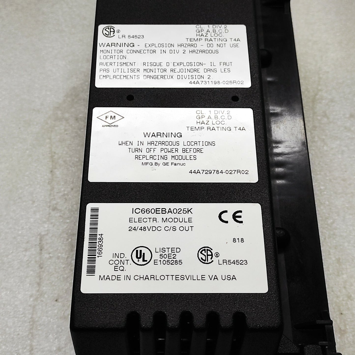 GE FANUC IC660EBA025K ELECTRIC MODULE 24/48VDC IC660BBA025N