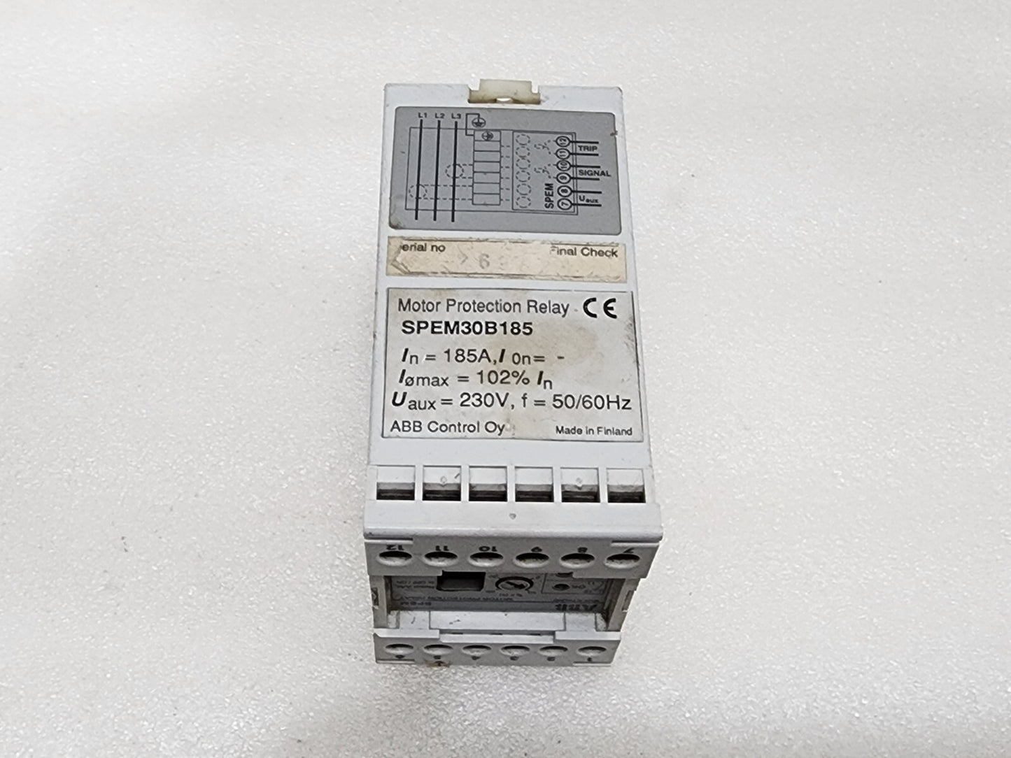 ABB SPEM30B185 MOTOR PROTECTION RELAY 230V