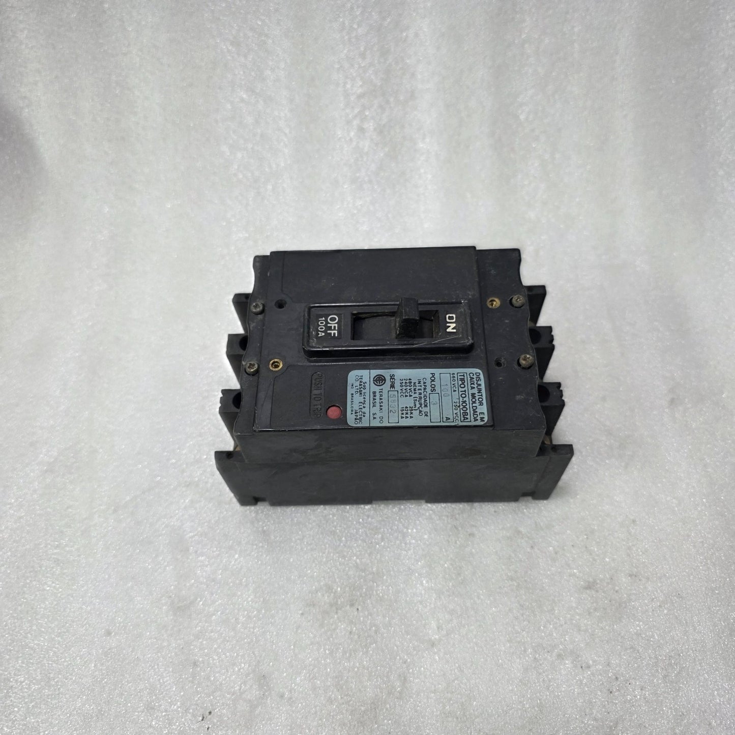 TERASAKI TO-100BA 100A 3 POLE MCCB CIRCUIT BREAKER 660VAC 42KA