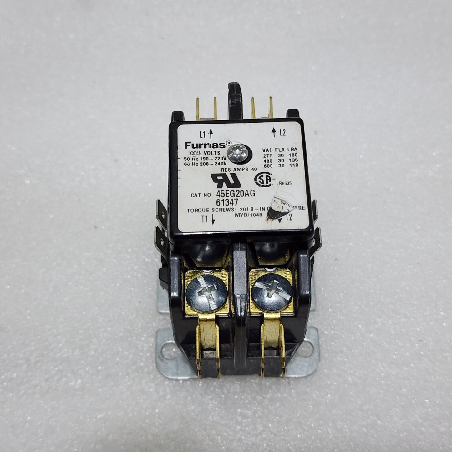 FURNAS 45EG20AG MAGNETIC CONTACTOR 30A 2-POLE 61347 COIL VOLTAGE 190-220V/208-24