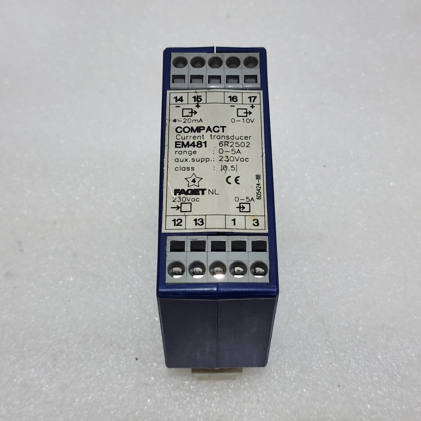FAGET EM481 6R2502 CURRENT TRANSDUCER 230VAC