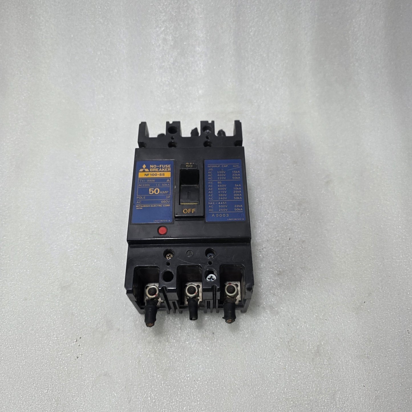 MITSUBISHI NF100-SS NO FUSE BREAKER 50A 3 POLE 660V MCCB INDUSTRIAL CIRCUIT BREA