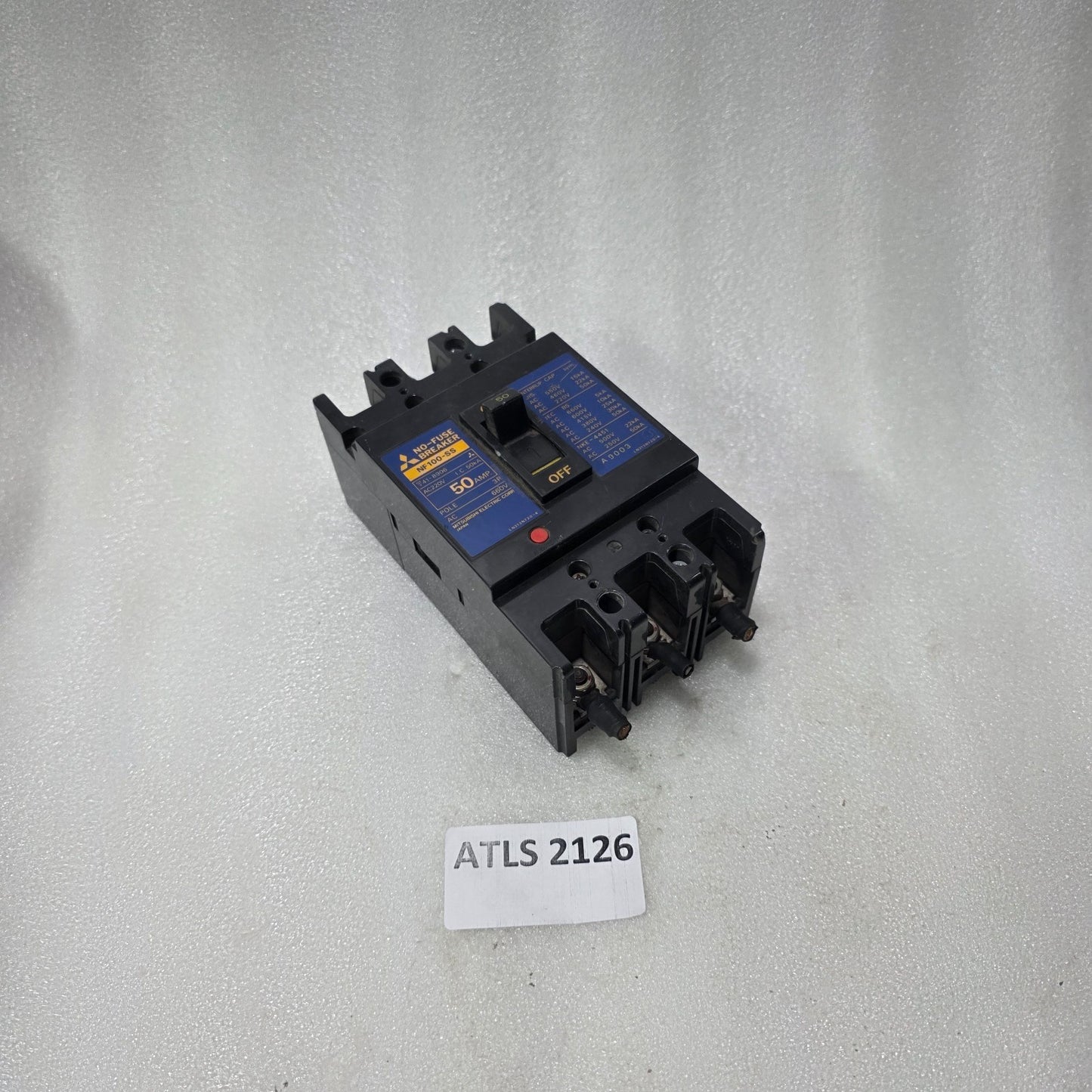 MITSUBISHI NF100-SS NO FUSE BREAKER 50A 3 POLE 660V MCCB INDUSTRIAL CIRCUIT BREA