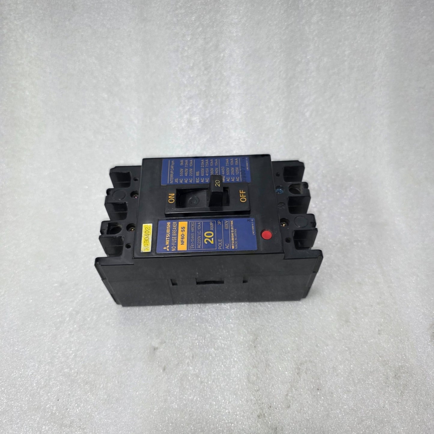 MITSUBISHI NF60-SS NO FUSE BREAKER 20A 3 POLE MCCB 600V AC 10KA