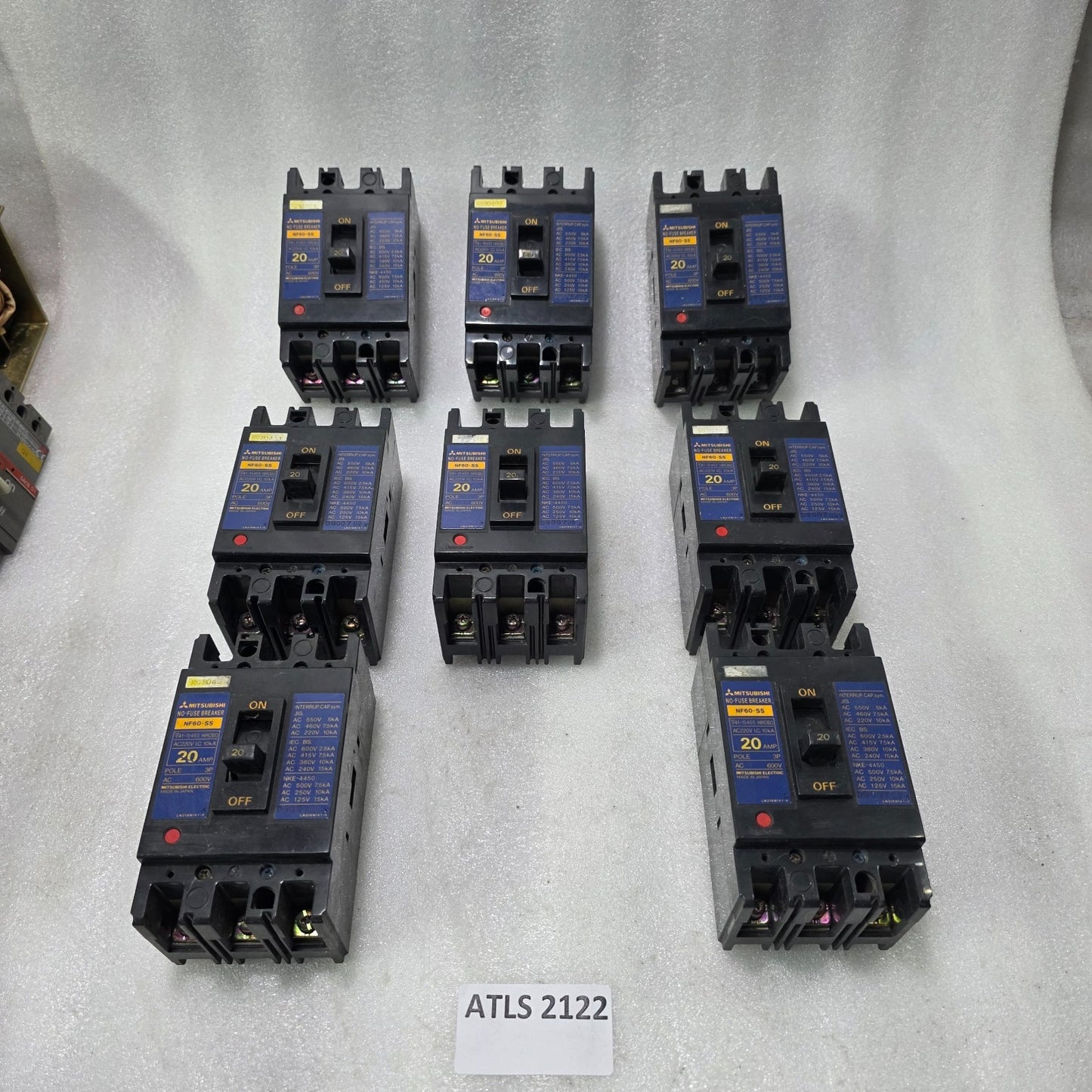 MITSUBISHI NF60-SS NO FUSE BREAKER 20A 3 POLE MCCB 600V AC 10KA