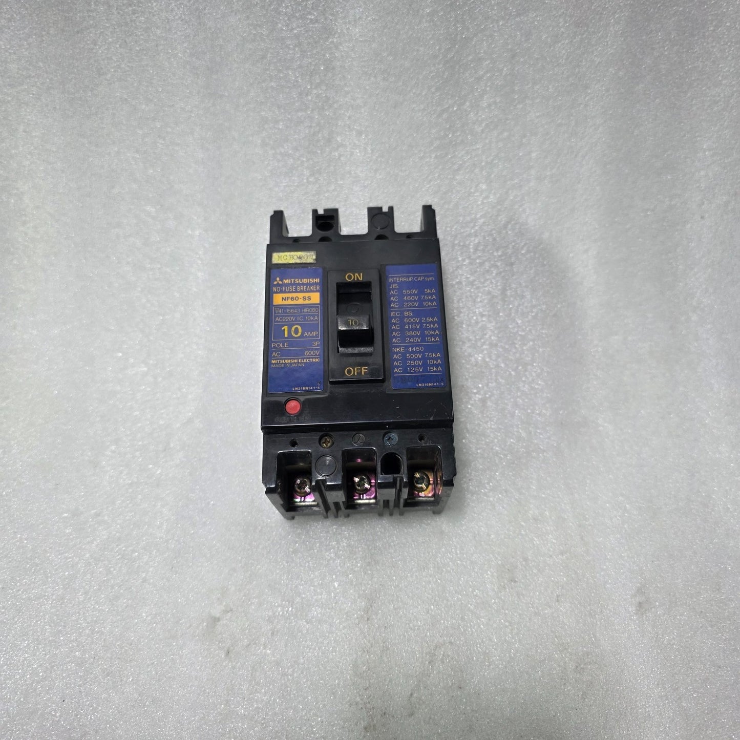 MITSUBISHI NF60-SS 10A 3 POLE MCCB NO-FUSE BREAKER | 600V | 10KA @ 220V | MADE I