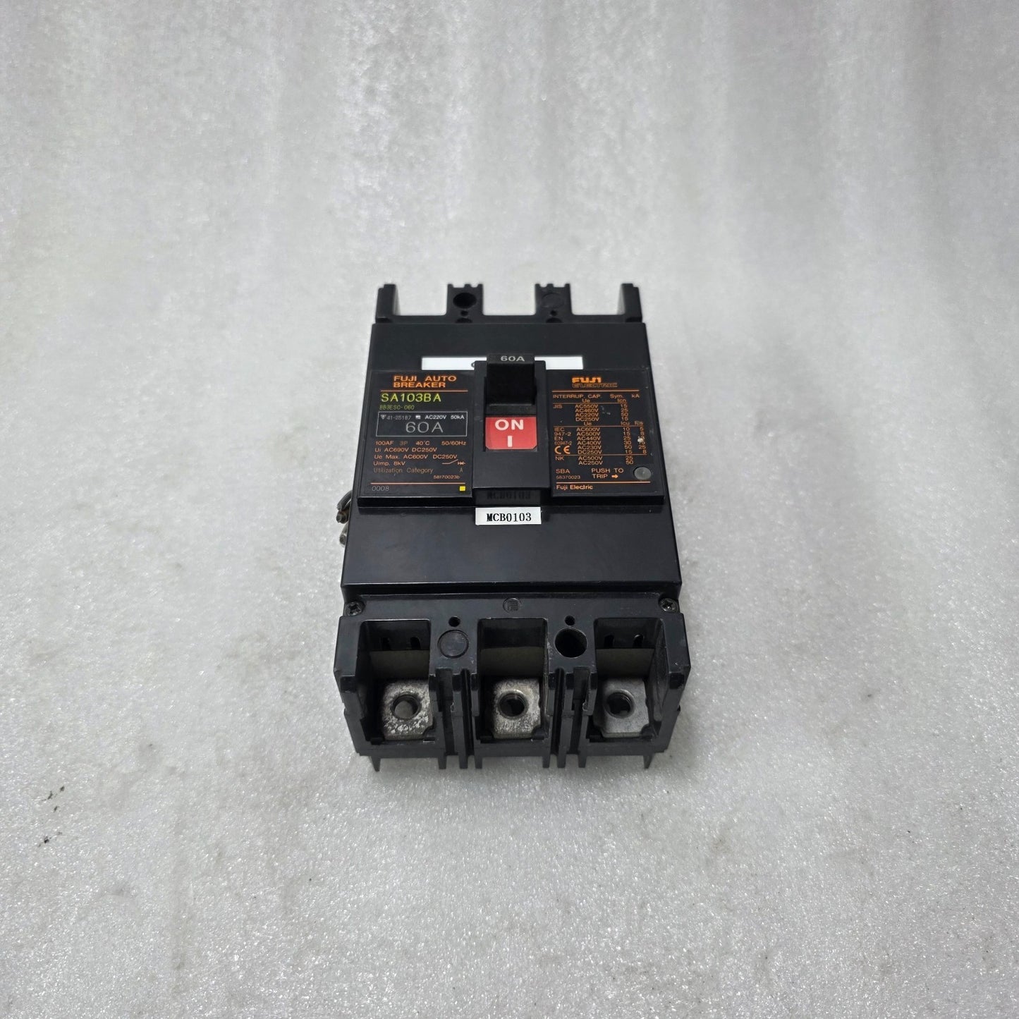 FUJI ELECTRIC SA103BA 60A 3 POLE MCCB CIRCUIT BREAKER | 690V AC / 250V DC | 50KA