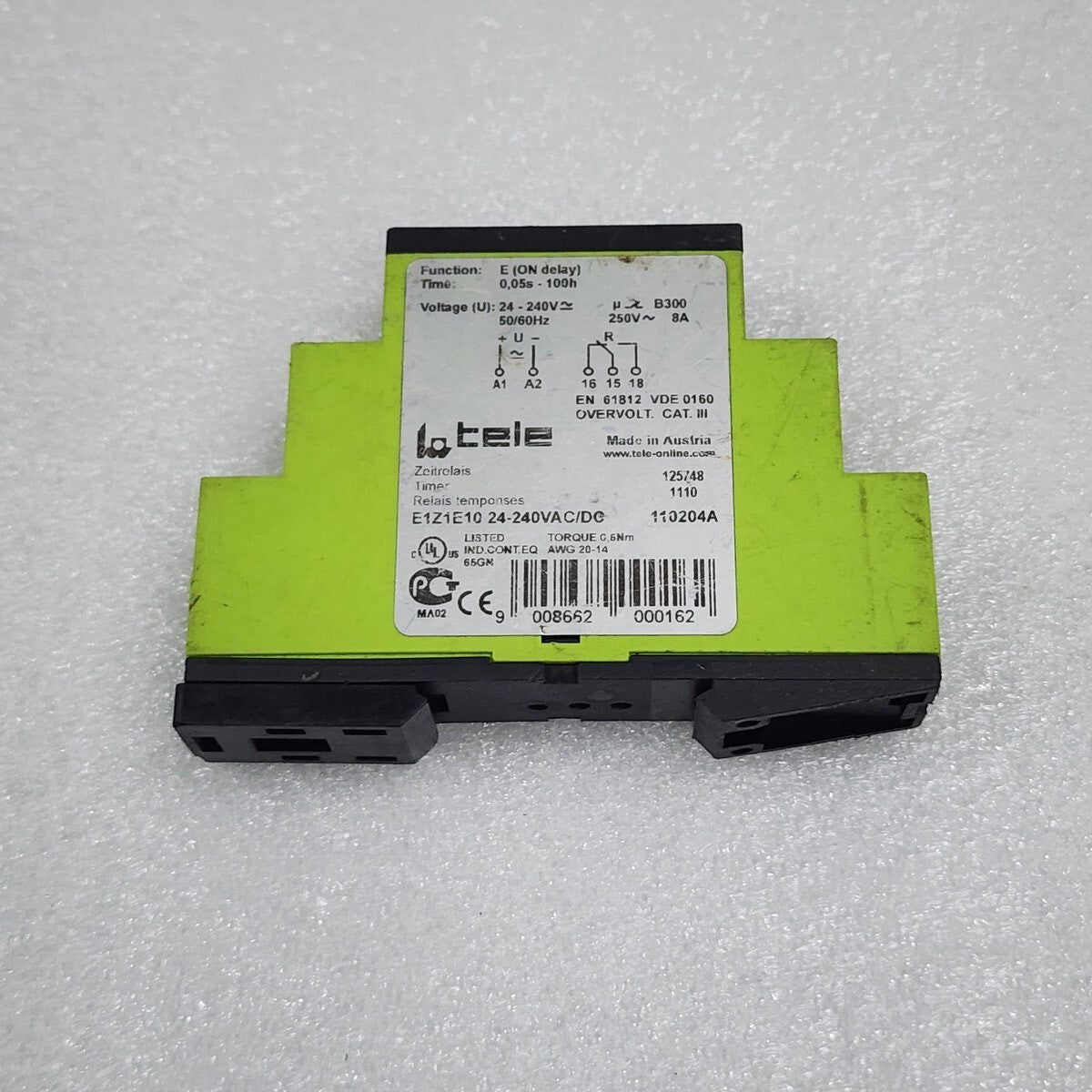 TELE E1Z1E10 TIME DELAY RELAY 24–240 V AC/DC