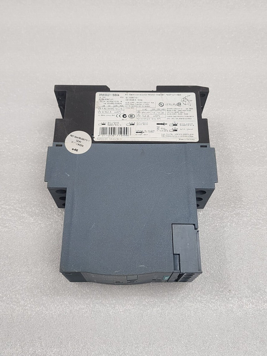 SIEMENS 3RW3027-1BB04 AC SEMICONDUCTER MOTOR STARTER 32A 15KW/400V