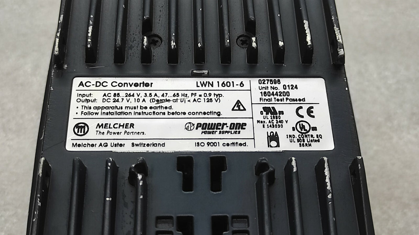 MELCHER POWER ONE CONVERT SELECT LWN 1601-6 AC-DC CONVERTER 24.7VDC 10A
