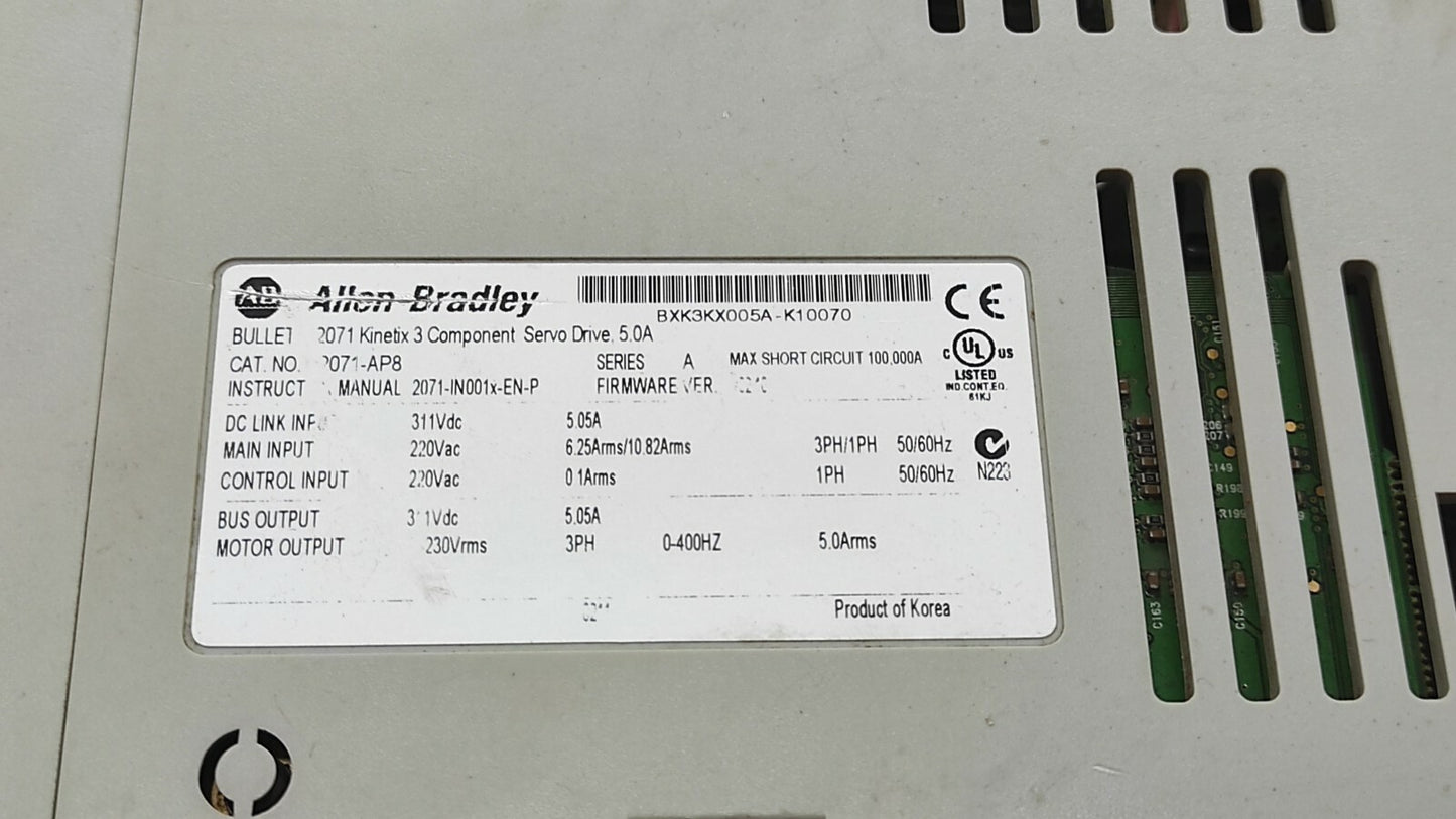 ALLEN BRADLEY CAT 2071-AP8 KINETIX SERVO DRIVE 5.0A