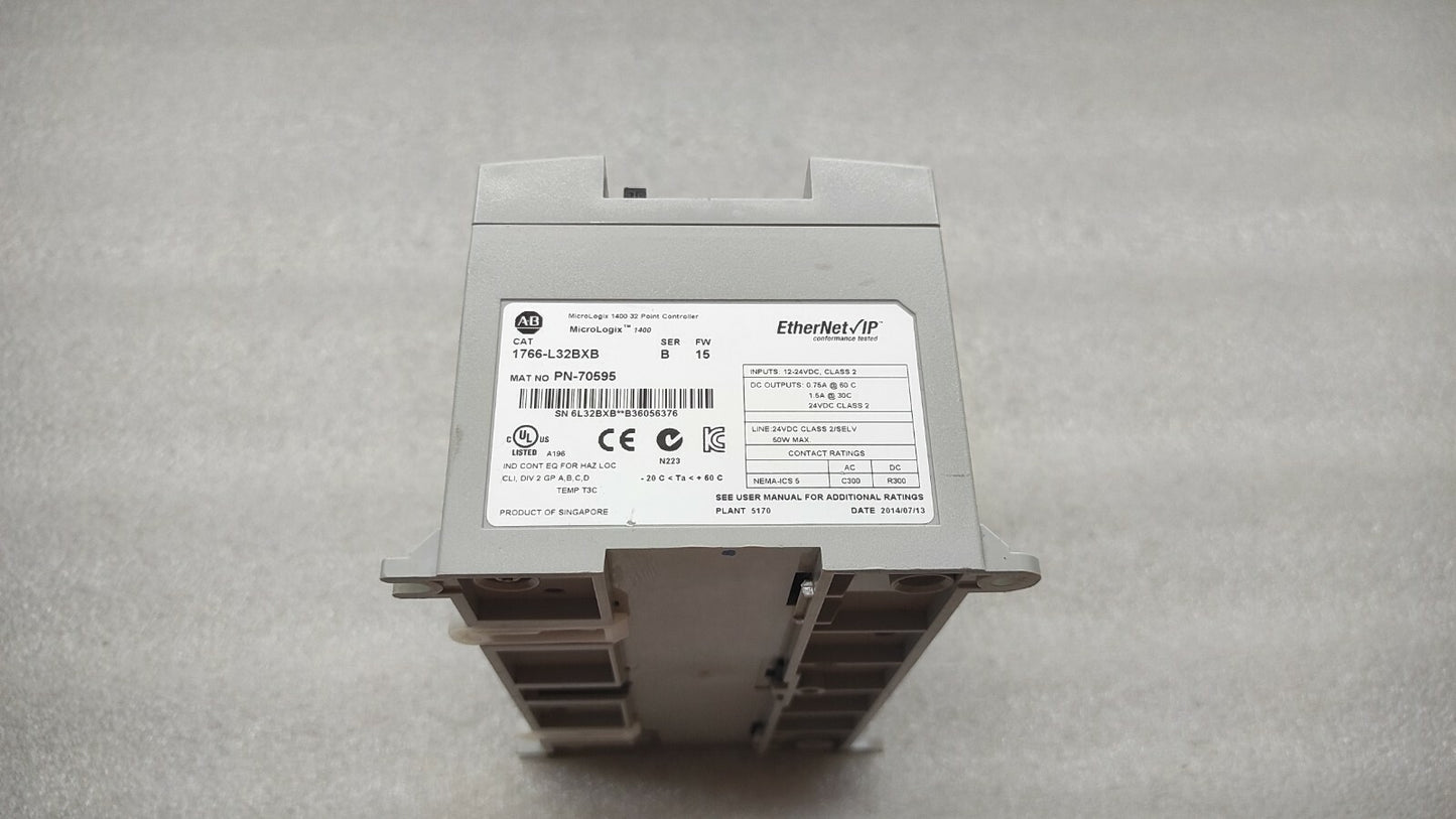 ALLEN BRADLEY CAT 1766-L32BXB MICROLOGIX 1400 32-POINT CONTROLLER 70595