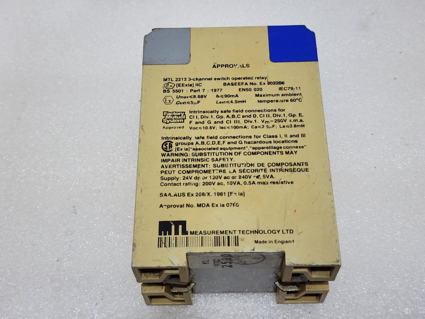 MEASUREMENT TECHNOLOGY MTL2212 3-CH SWITCH OPERATED RELAY 240V