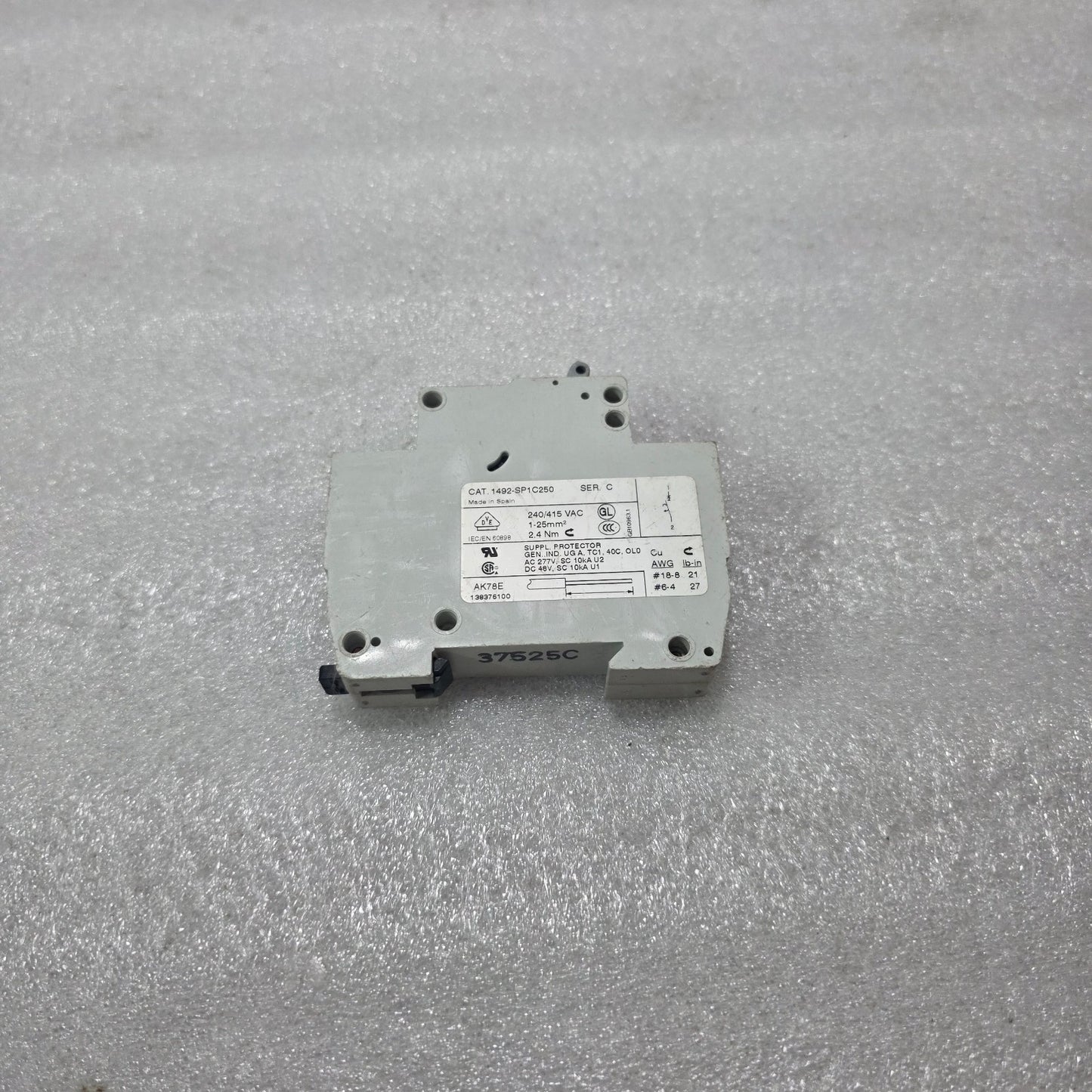 ALLEN BRADLEY 1492-SP1C250 C25 25A 1 POLE SUPPLEMENTARY PROTECTOR MCB 240/415VAC