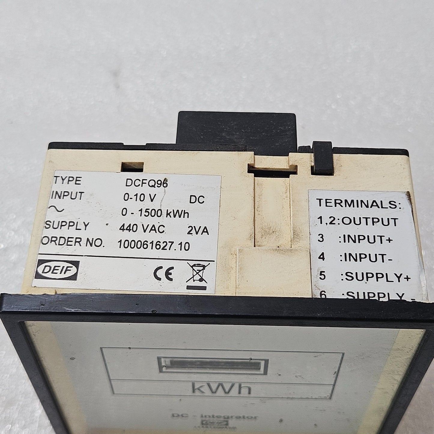 DEIF DCFQ96 DC INTEGRATOR ENERGY METER 0–10V DC INPUT 0–1500 KWH 440V